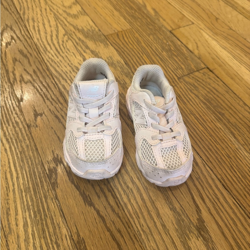 New Balance White Kids Sneakers with Mesh Upper